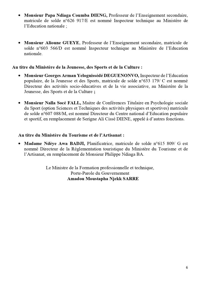 Sénégal : Communiqué du Conseil des ministres du mercredi 30 avril 2025