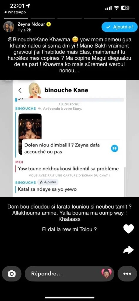 Zeyna Ndour riposte sèchement à Binouche Kane